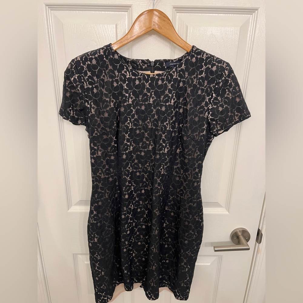 French Connection size 8 short lace black dress